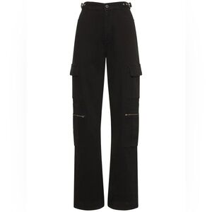 WeWoreWhat Black Utility Straight Leg Cargo Pants Silver Hardware Size 28